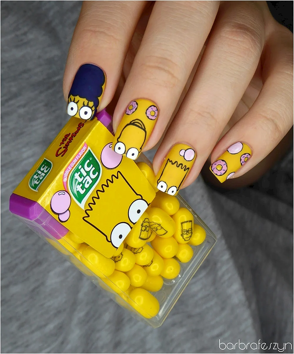 Барт симпсон на ногтях