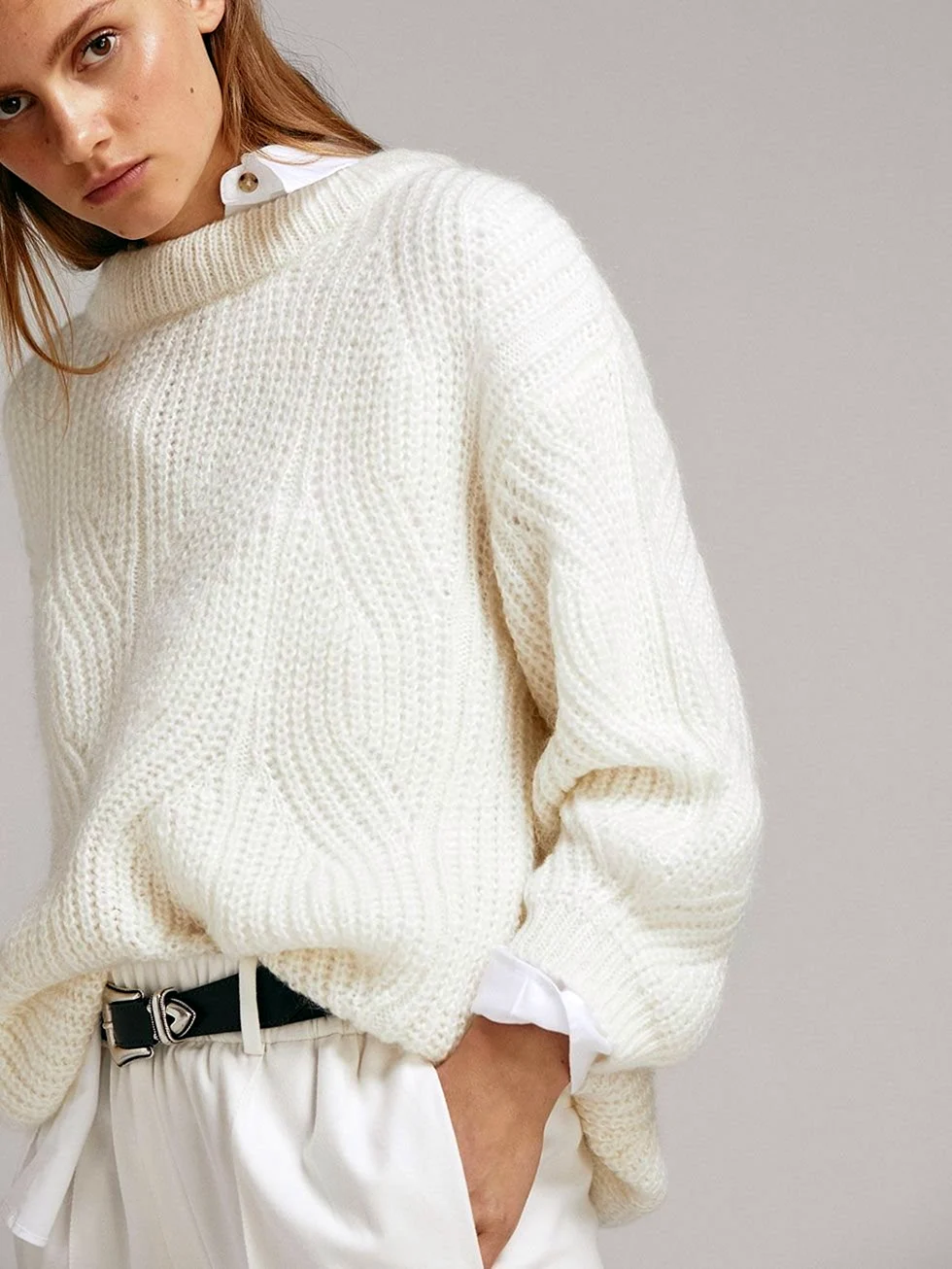 Белый свитер massimo Dutti