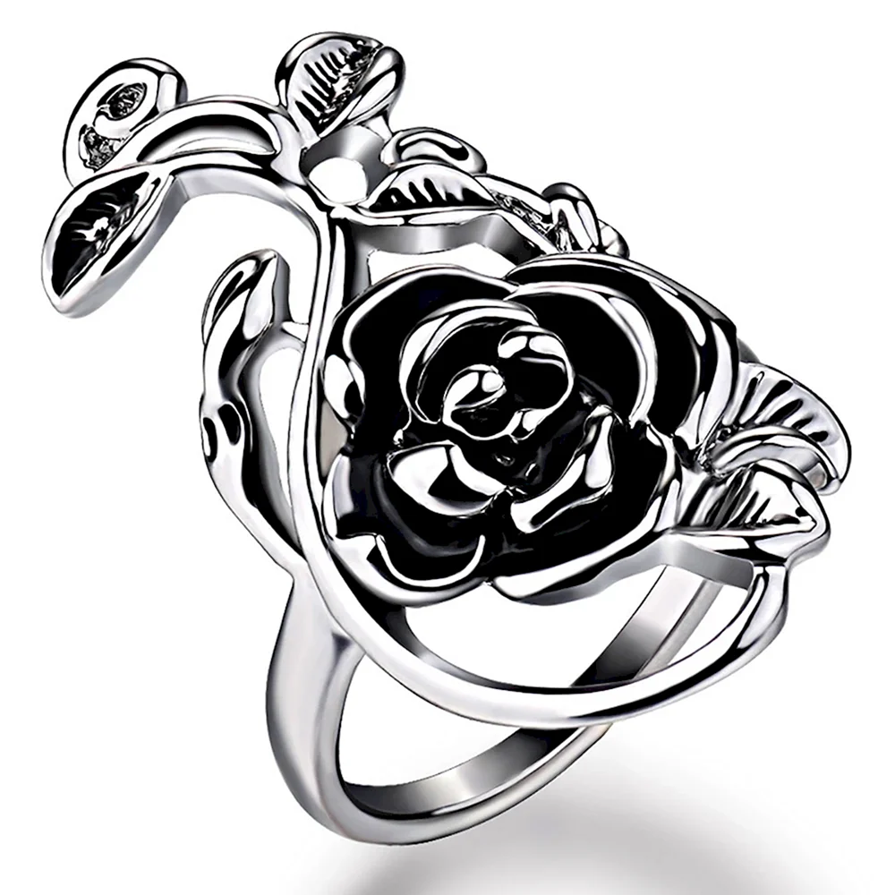 Кольцо роза серебро