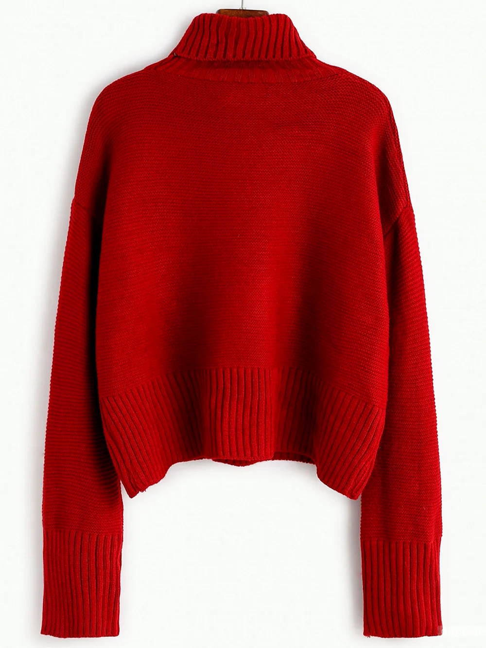 Красный свитер с горлом женский