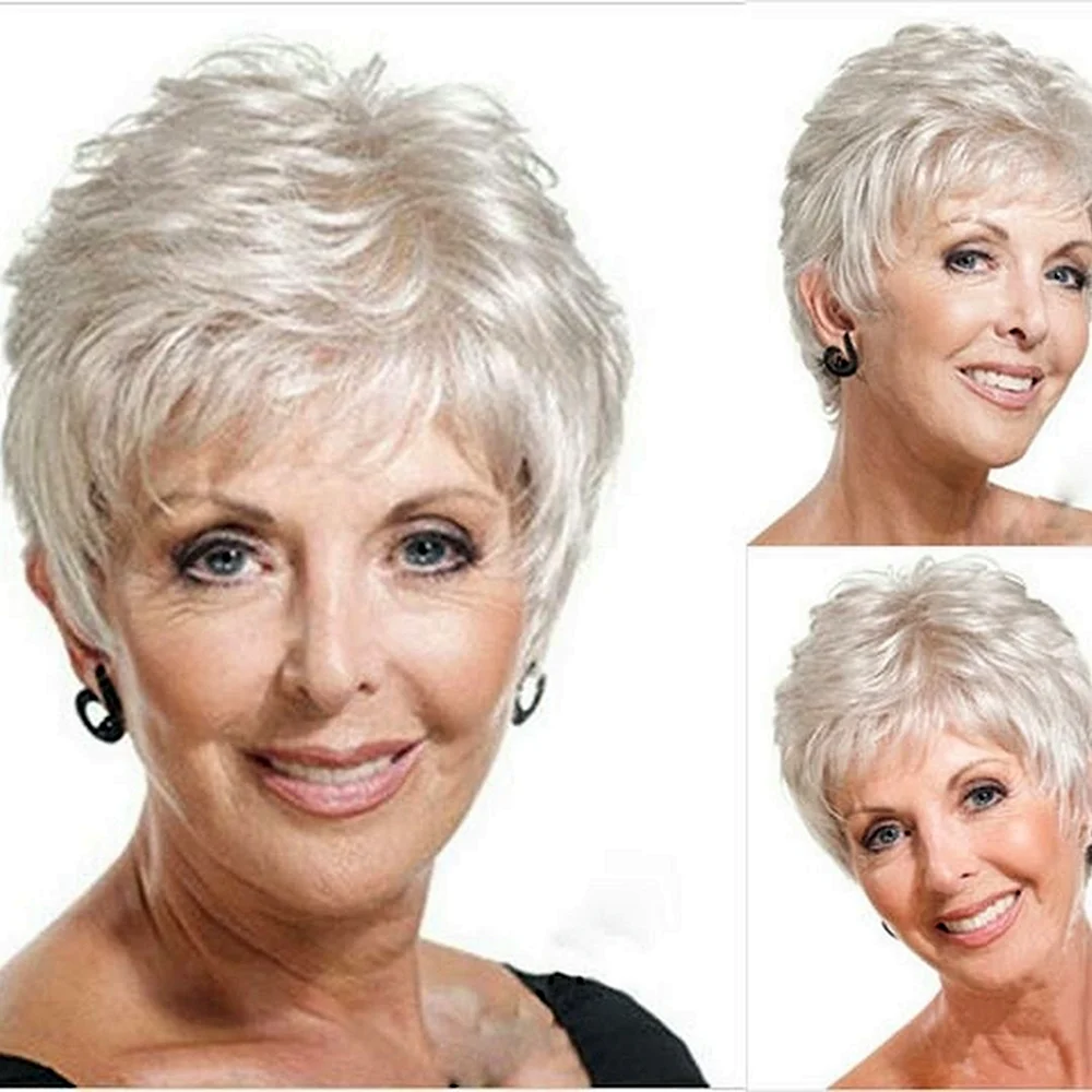 Модельная женская стрижка на коротких волосах для пожилых
