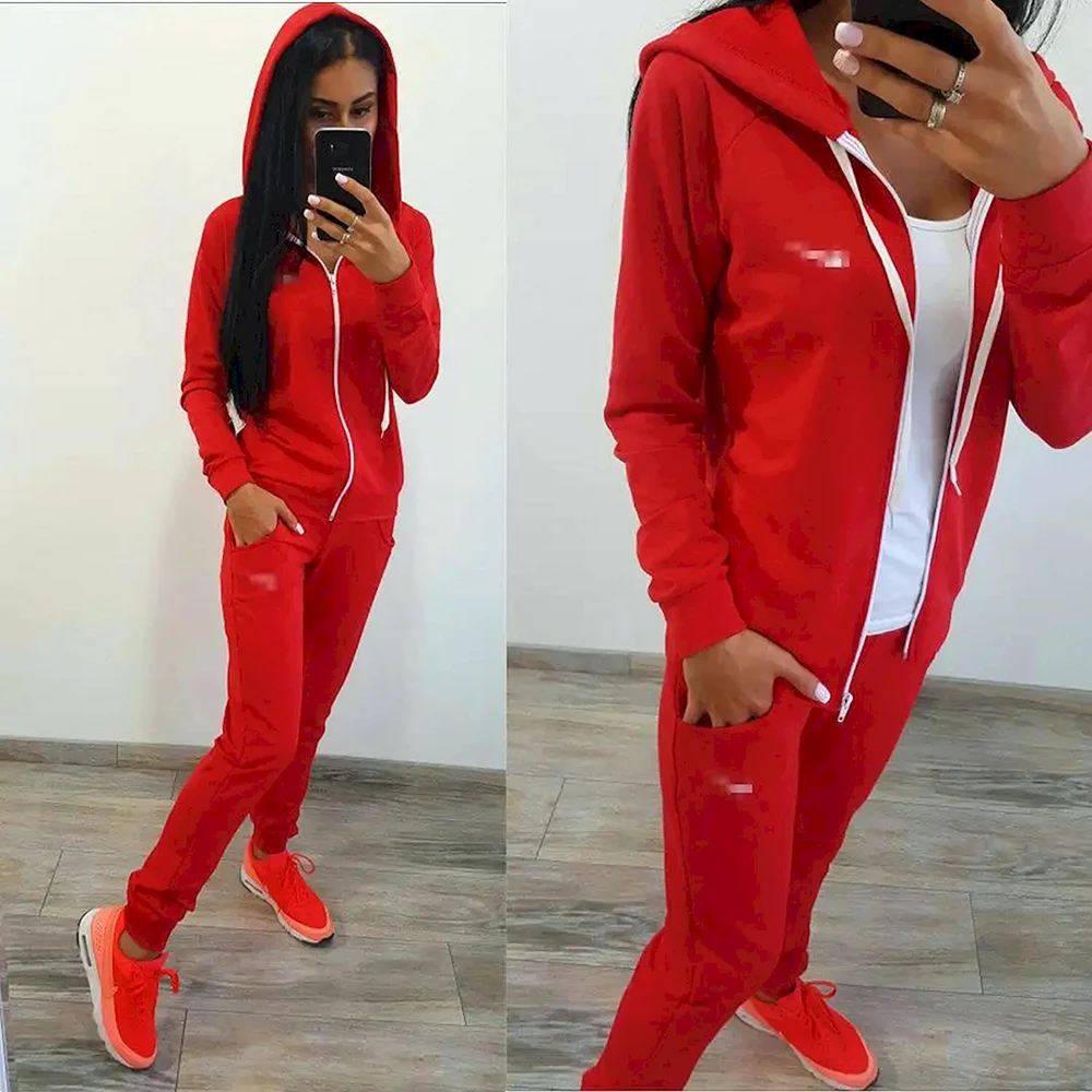 Nike красный спортивный костюм женский