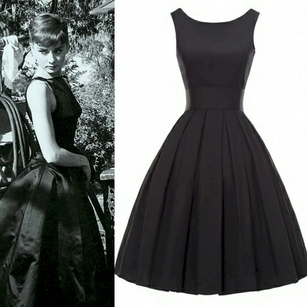 Одри Хепберн в черном платье