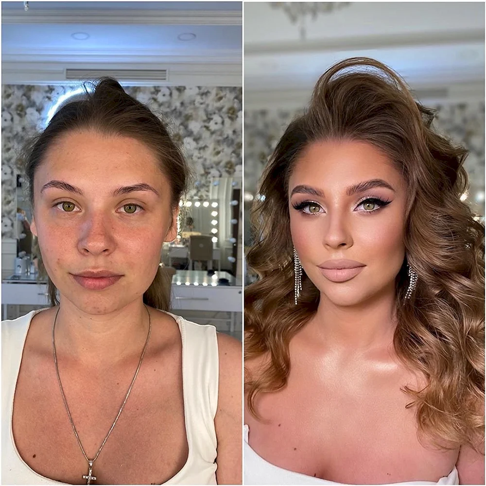 Преображающий макияж до и после