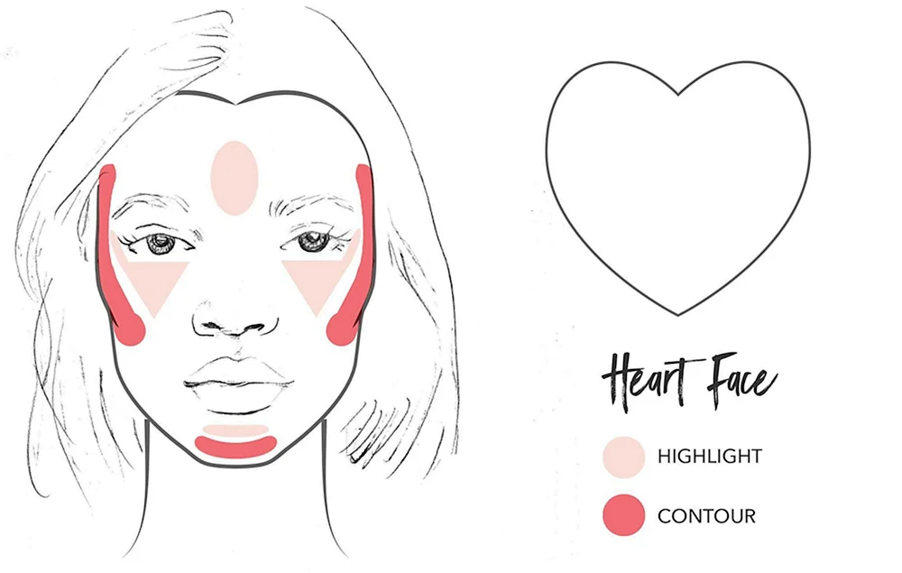 Схема макияжа лица сердечком