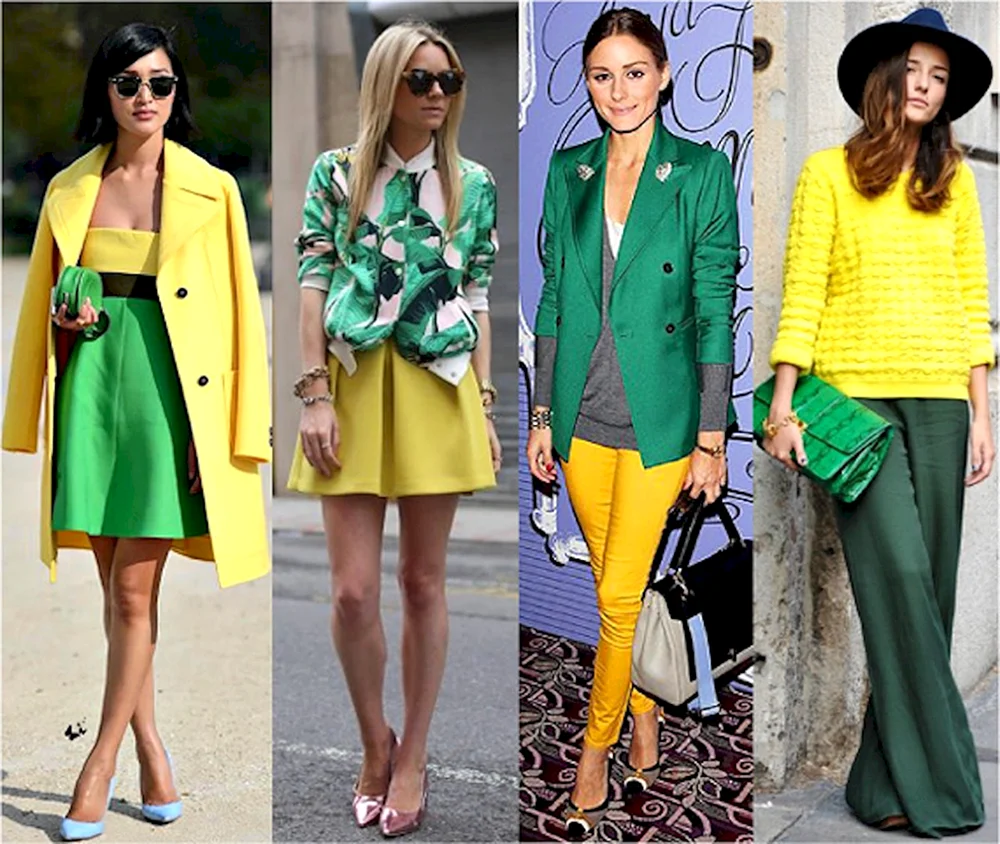 Сочетание с зеленым цветом в одежде