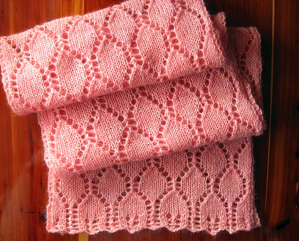 Вязание спицами ажурный шарф